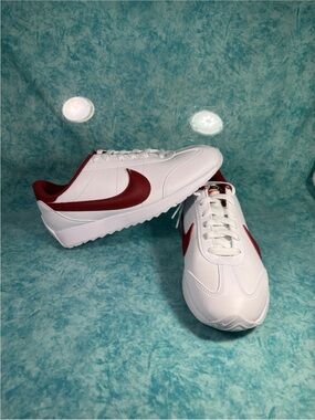 Nike Pacific LT Women’s Red White Leather Low Top Athletic Shoes Size 8